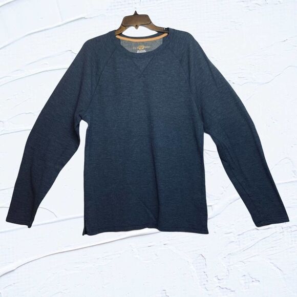 Club Room Tee Shirt Long Sleeve Solid Navy Blue Waffle Knit crewneck size XL - Picture 1 of 8